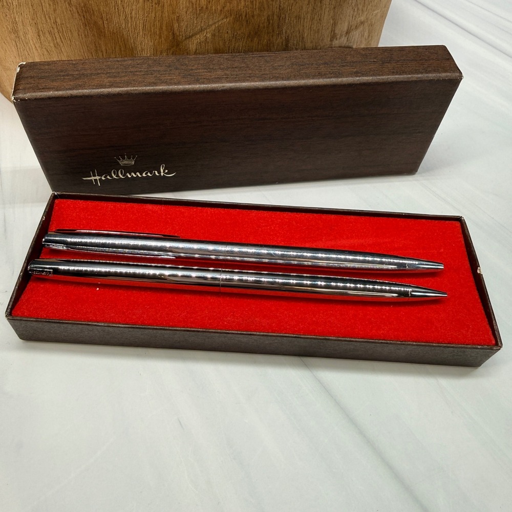 Vintage Hallmark Chrome Pen and Mechanical Pencil Set with Original Box